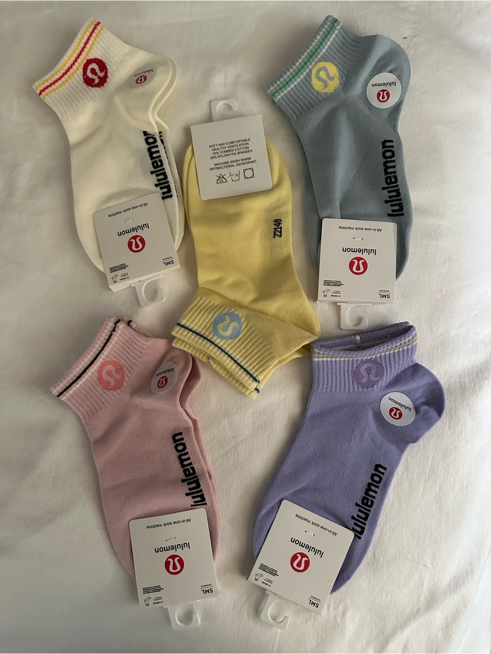 lululemon athletica Pastel Low-Cut Sock Set — Cream, Yellow, Blue, Pink, Purple